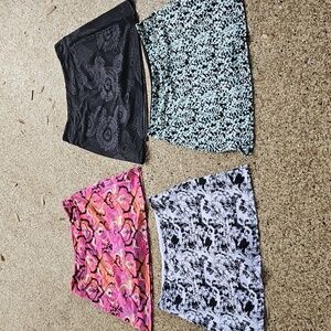 Pre-owned Lot Of 4 Tranquility Print Knit Pull-on Tennis Skirts Skorts Medium